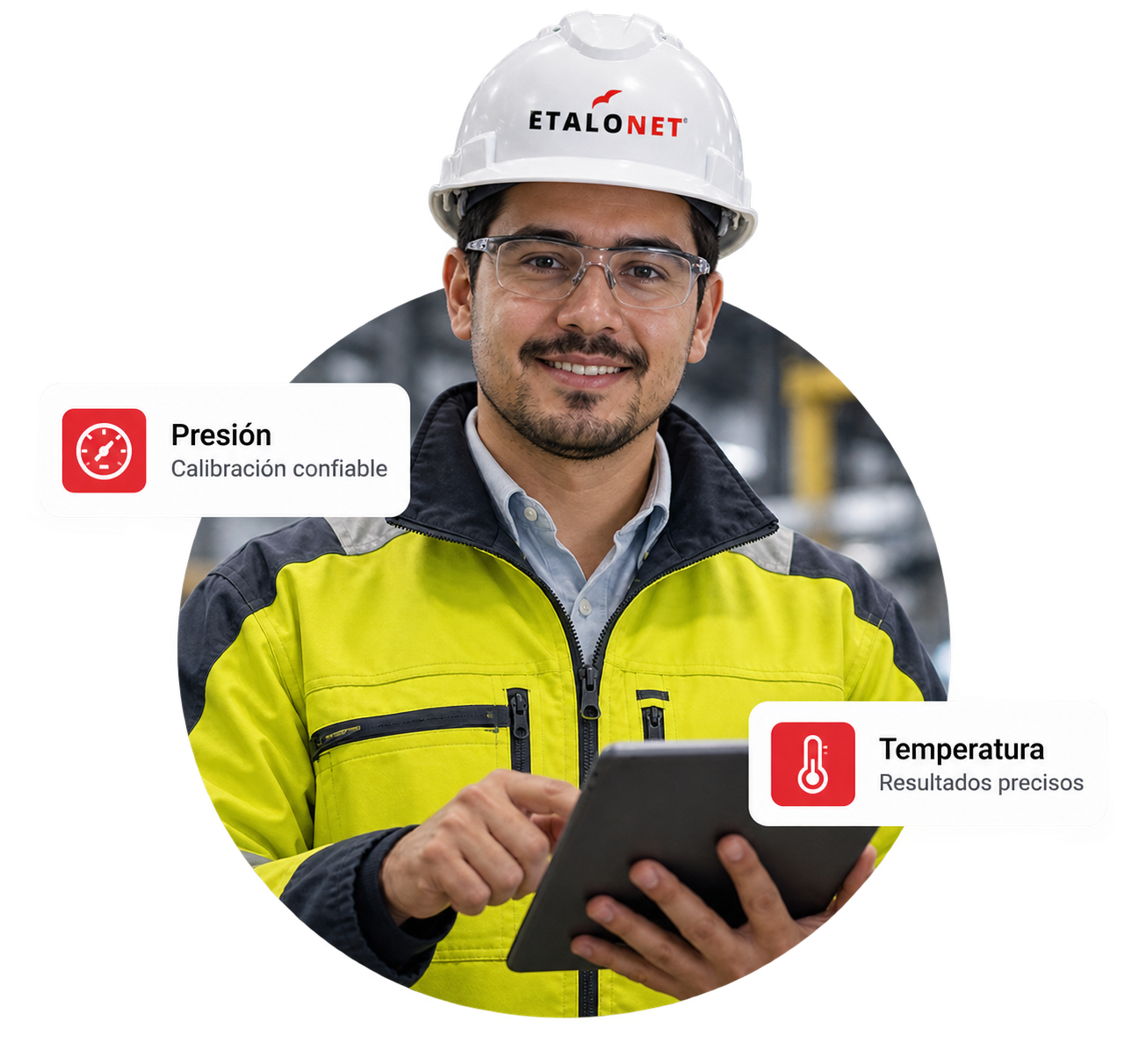 Ingeniero de ETALONET realizando una calibración industrial